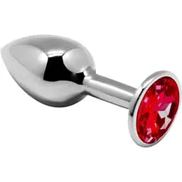 Металева анальна пробка Alive Mini Metal Butt Plug з кристалом Red M