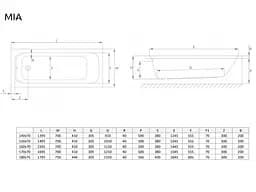 Ванна акрилова Radaway Mia 160x70 з ніжками + сифон, біла (WA1-50-160x070) - мініатюра 3