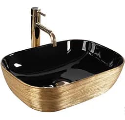 Умивальник Rea Belinda 33x46,5 black/gold brush (REA-U8780), Структурна