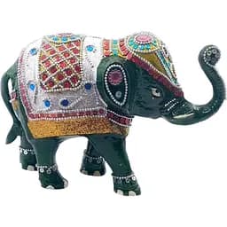 Слон аллюмінієвий з інкрустацією зелений 25х18х9,5 см