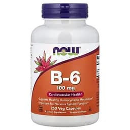 Вітаміни та мінерали NOW Vitamin B6 100 mg, 250 вегакапсул