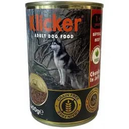 Вологий корм Klicker для дорослих собак шматочки яловичини в желе 400 г.