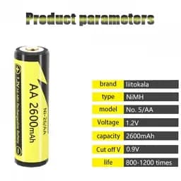 Акумулятор AA / 14500 LiitoKala Ni-26 2600 mAh пальчиковий Ni-MH 1.2V Випуклий плюс (19319) - мініатюра 4