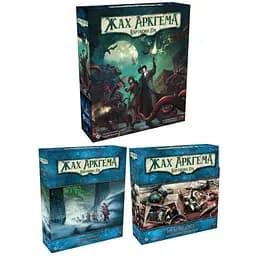 Настільна гра Ігромаг Жах Аркгема. Карткова гра з доповненнями На краю світу. Путівник по кампанії + Дослідницьке доповнення (укр.) (AHC01+2)