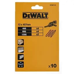 Шліфувальна стрічка DeWalt розмір зерна 40, 80, 120 13х457 мм 10 шт. (DT3607)