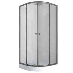 Душевая кабина с низким поддоном Mixxus Plain SCT02-90x90x195-TR graphite прозрачное стекло 4 мм MI6901, Универсальная, прозрачная, графит