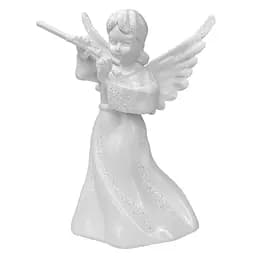 Новорічна підвіска MIS LT Янгол з сопілкою великий 6х4,5х10 см білий