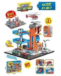 Многоуровневая парковка, звук, подсветка, 2 машинки, механический подъемник, 50x10x32 см, SK6603