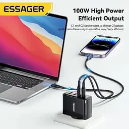 Зарядний адаптер блок Essager 100 W ES-CD37 2C+2U чорний - мініатюра 6