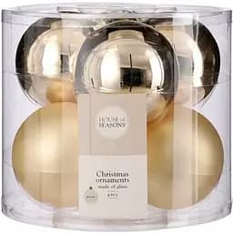 Ялинкові кулі House of Seasons скляні 8 см 6 шт. шампань (8718861800395)