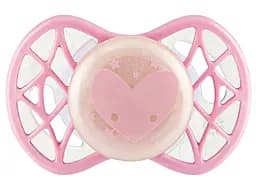 Силіконова симетрична пустушка Nuvita Air55 Cool Серце, світиться в темряві, 0+ міс., світло-рожевий (NV7065GCR)