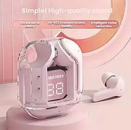 Бездротові Bluetooth-навушники T2 TWS з цифровим дисплеєм і Hi-Fi звуком рожеві - мініатюра 13