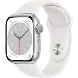 Смарт-годинник Apple Watch Series 8 45mm Silver Aluminum Case with White Sport Band M/L (MP6Q3) [86757]