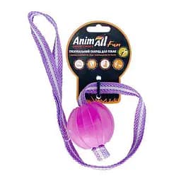 Игрушка AnimAll Fun для собак тренинг мяч со шлейкой 6 см фиолетовая