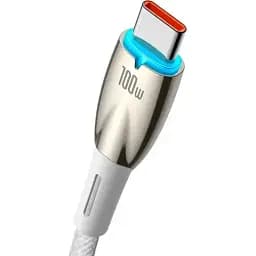 Кабель Baseus Glimmer Series Fast Charging Cable USB to Type-C 100W 1m CADH000402 White - мініатюра 3