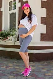 Велосипедки для беременных с высоким поясом на животик Parma Lullababe размер L Серый