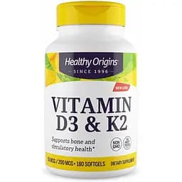 Витамин D3 + Витамин К2 Healthy Origins 180 капсул