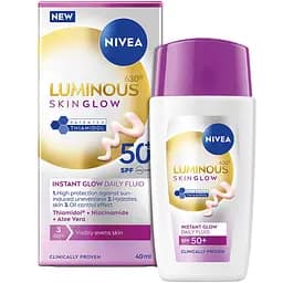 Флюїд денний для обличчя з ніацинамідом та тіамідолом Nivea Luminous 630 Skin Glow Fluid SPF 50+ 40 мл
