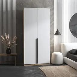 Шафа для одягу Vays M-26 Дуб Сонома-Білий фасад, з полицями, ЛДСП, 100×50×220 см - для спальні, вітальні, передпокою