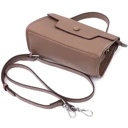 Жіноча сумка з геометричним клапаном з натуральної шкіри Vintage 22630 коричнева - мініатюра 7