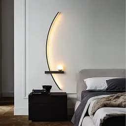 Чорне дугове бра з білим плафоном у лівому корпусі 80 см Line F Арт. WJ113/800 L BK (лівий)