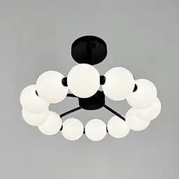 Потолочная черная люстра в виде кольца из полимерных шариков Ø 50 см Line F | Ст. 993-510 BK D120