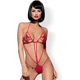 Эротический боди Obsessive Luiza S/M красный