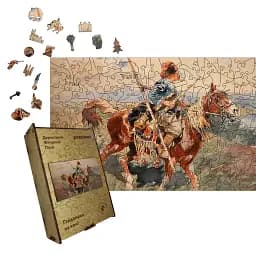 Дерев'яний фігурний пазл Гайдамаки, А2, Дерев'яна коробка 300+ елементів