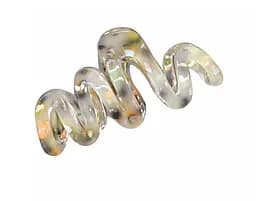 Заколка-крабик для волос волнистая 11 см с мелкими блестящими стразами металлический зажим Бежевый