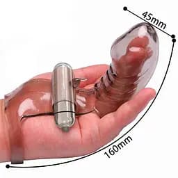 Вібратор на палець SexFinger силіконовий з вібрацією для жінок 16 см сірий