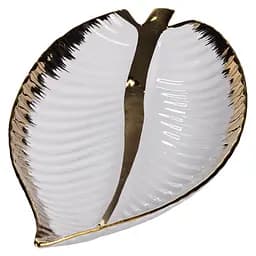 Порцелянове блюдо для сервірування стола у формі листя 45×24×5.5 (см) блюдо для подавачі закусок Золото Yiwu WH047