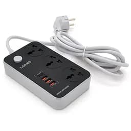 Мережевий фільтр LDNIO SC3412, 3 Розетки + 4 USB, 2 м, перетин 3х0,75мм, Black, Box