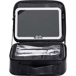 Косметичка-органайзер Yiwu із LED-дзеркалом 26x22x9 см чорна HP-10-2AB