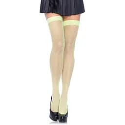 Неоновые чулки-сетка Leg Avenue Nylon Fishnet Thigh Highs Neon Green, One Size