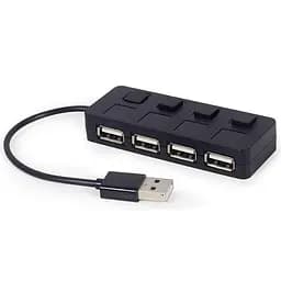 USB-Хаб Gembird 4 порти USB 2.0 UHB-U2P4-05, пластик, чорний (UHB-U2P4-05)