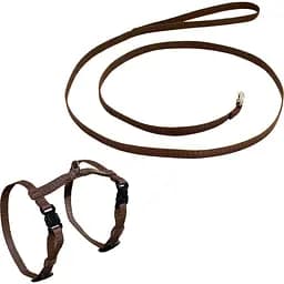 Комплект капроновый Lucky Pet Н-образный: шлея 22-32х24-35х1 см + поводок, коричневый