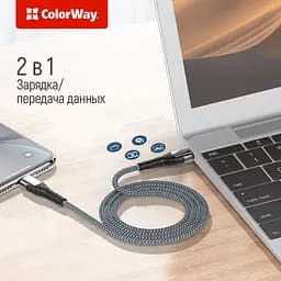 Кабель ColorWay USB-C - Lightning (M/M), PD Fast Charging, 3 А, 1 м, Grey (CW-CBPDCL033-GR) - мініатюра 5