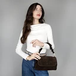 Сумка жіноча замшева Virginia Conti 04052 шоколадна - мініатюра 2
