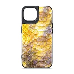 Кожаный чехол для Apple iPhone 14, Harder Nagas, желтый, термополіуретан ТПУ + экокожа с имитацией шкуры Наги, панель, защита корпуса, противоударный, микрофибра, рамка вокру камеры, защита всего корпуса, (ARM76746)
