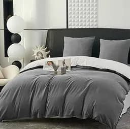 Постільна білизна L&M Home Textiles двоспальна постіль з вареної бавовни не вимагає прасування 100% бавовна 180х220см Графітовий - мініатюра 2