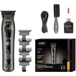 Триммер мужской VGR V-299 машинка для стрижки волос с насадками LED-дисплей 10 Вт Черный