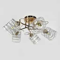 Люстра золота на 5 плафонів з чорно-білими візерунками | Line F | Арт. 9513/5 GD