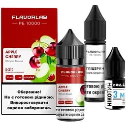 Набір компонентів для самозамісу сольової рідини для вейпу Flavorlab PE 10000 30 мл 0-50 мг Apple Cherry Яблуко Вишня (15372)
