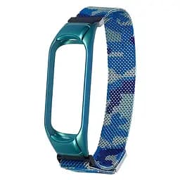 Ремешок Миланская петля для Xiaomi Mi Band 3/4 сине-камуфляжный