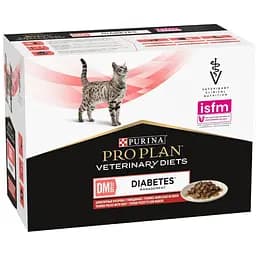Набір паучів Purina Pro Plan Veterinary Diets DM St/Ox Diabetes Managment для регулювання глюкози шматочки у підливці з яловичиною 10 шт. х 85 г