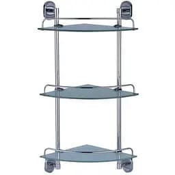 Полка угловая 3-ярусная Zerix AFB-0107-3 (стекло) ZX5072, Хром