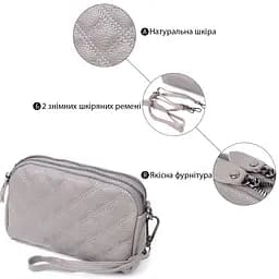 Жіноча сумка Vintage прошита ромбами на лицьовій стороні з натуральної шкіри 19.5х12.5х7 см sum0027022 - мініатюра 4