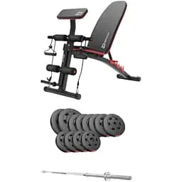 Набор Hop-Sport Premium 69кг со скамьей HS-1035 и штангой