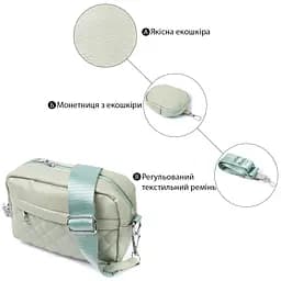 Стильна жіноча сумка крос-боді з монетницею з екошкіри Vintage 22797 фісташкова - мініатюра 4