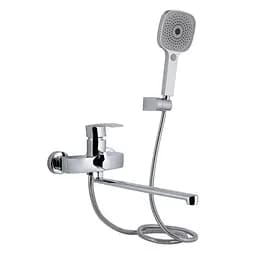 Смеситель для ванны Qtap Swan Eco с длинным поворотным изливом (c душевым гарнитуром) QTSWA2601CRM45533 Chrome